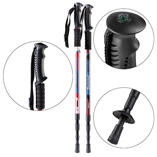 Палка треккинговая Trekking, антишок, компас, Lmax=135cm.  Распродажа!