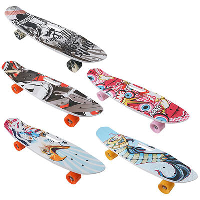 Скейт PennyBoard, 63х17cm, ручка, 5 видов, PU 60х45мм. Скидка на ящик. 