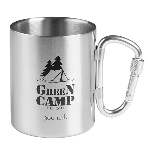 Кружка туристическая,  GreenCamp, ручка-карабин, 300 мл.