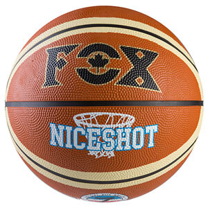 Мяч баскетбольный№7 резиновый, FOX NiceShot, коричневый с полосой. Скидка от 1 ящ.