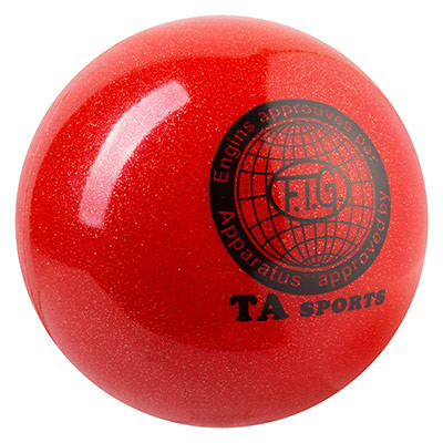 Мяч гимнастический TA SPORT, 400грамм, 19 см, глиттер, красный.