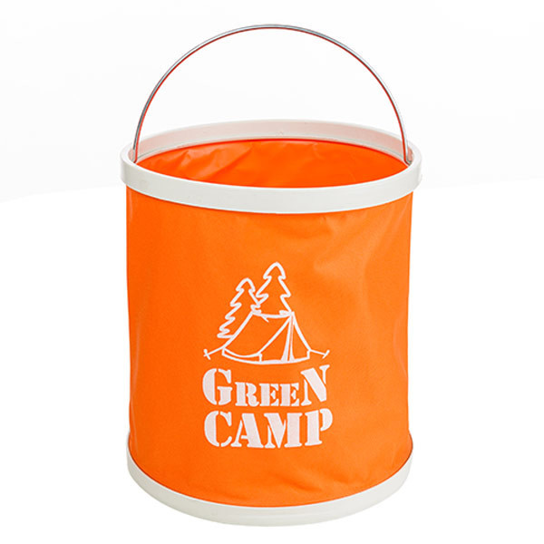 Ведро туристическое GreenCamp, 11л складное, оранж. 