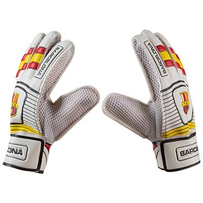 Вратарские перчатки Latex Foam FC BARCS, бело-желтый, размеры 5, 6, 7, 8, 9.