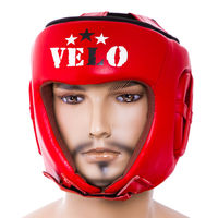 Шолом боксерський Velo AIBA, шкіра, розмір М, L, XL, червоний
