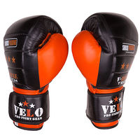 Боксерські рукавички Velo shock padding, шкіра, 10oz, чорно-помаранчевий.