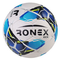 М'яч футбольний Grippy Ronex Kick білий-синій. Знижка від 50 шт.